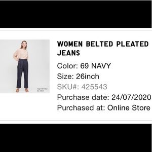 Sold Uniqlo belt pleated jeans
